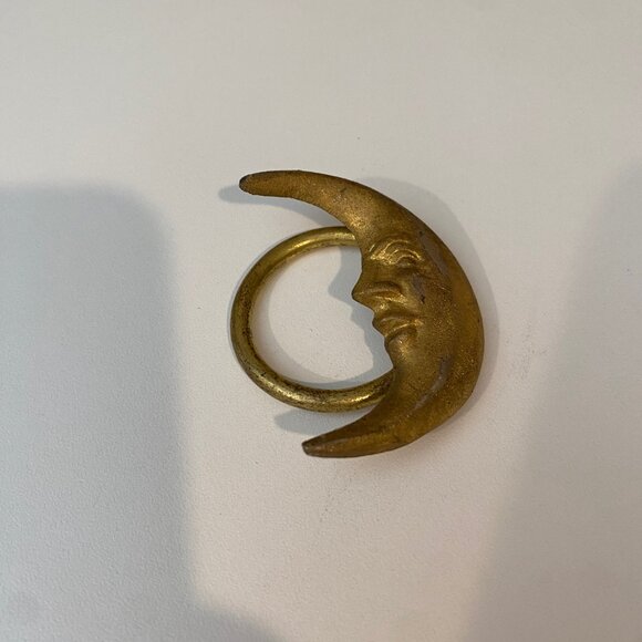 Gold Moon Face Napkin Ring Single Replacement Piece Celestial Decor - Picture 3 of 4
